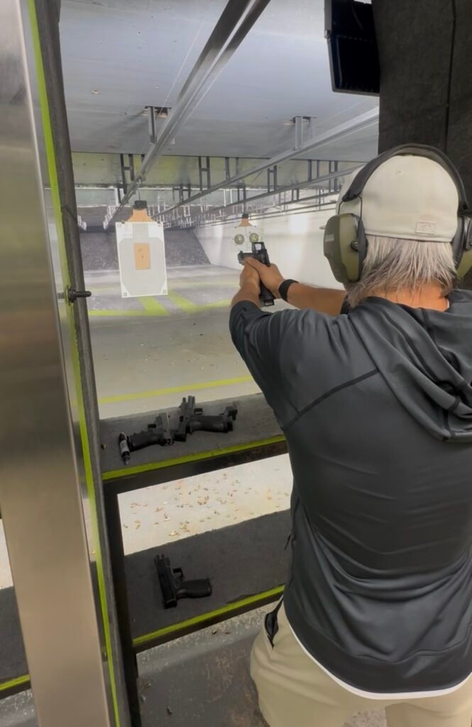 Pistol practice during house of worship security training