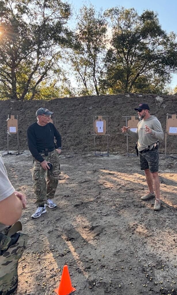 Students running a group drill at the range