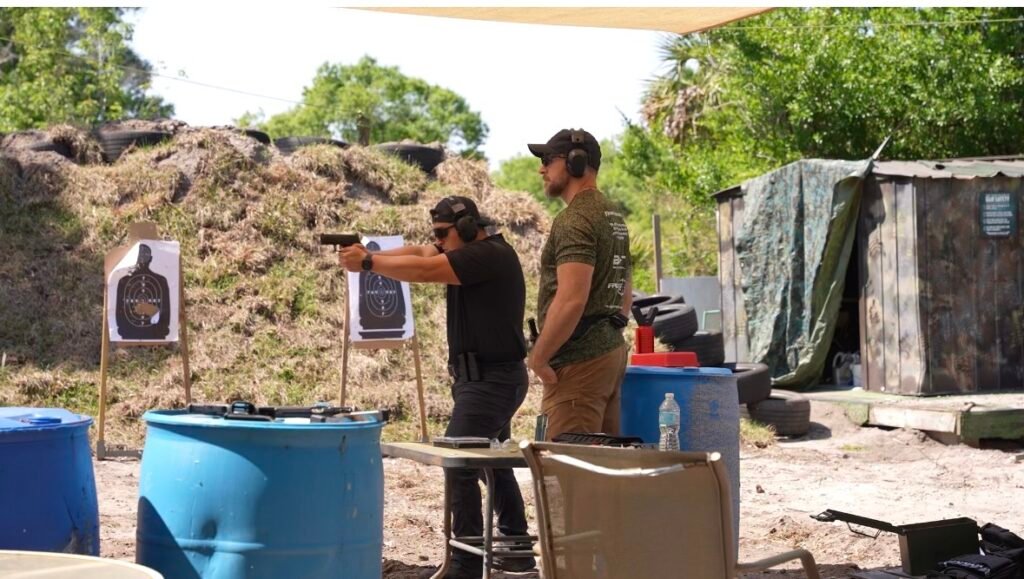 Targets and barrels at the outdoor range in Boynton Beach