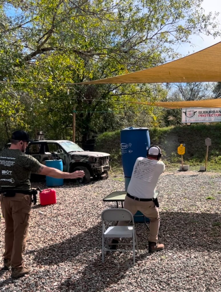 Student at an indoor range lane