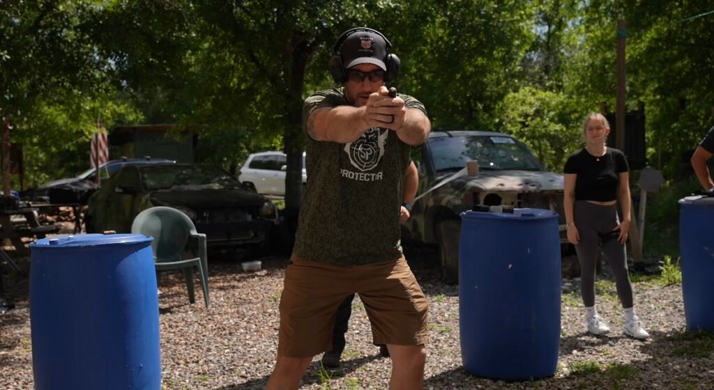 Pistol fundamentals practice on the firing line