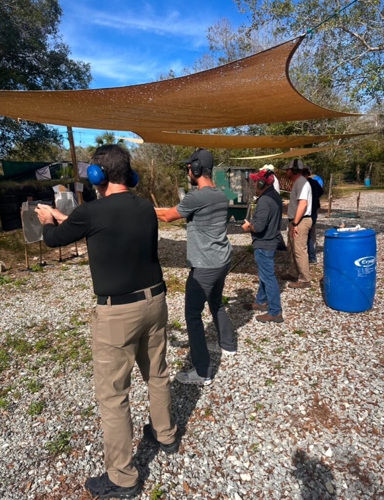Protector Level 1 pistol fundamentals class on the firing line